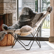 Load image into Gallery viewer, Sheepskin Butterfly Chair - Iceland Mariposa Natural Grey