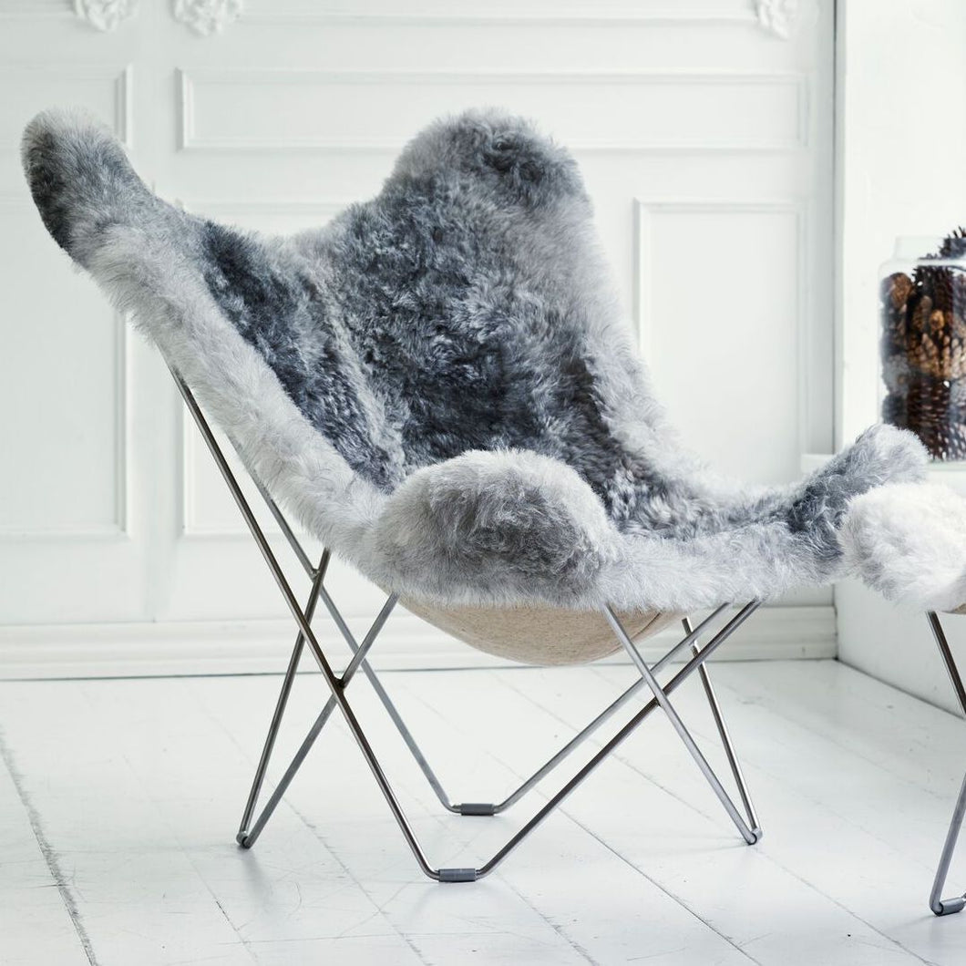 Sheepskin Butterfly Chair - Iceland Mariposa Natural Grey